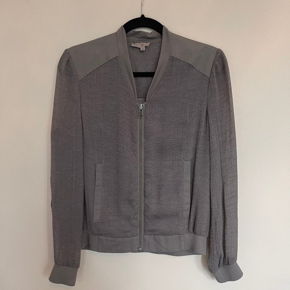 Helmut Lang Gauzy Gray Bomber Jacket